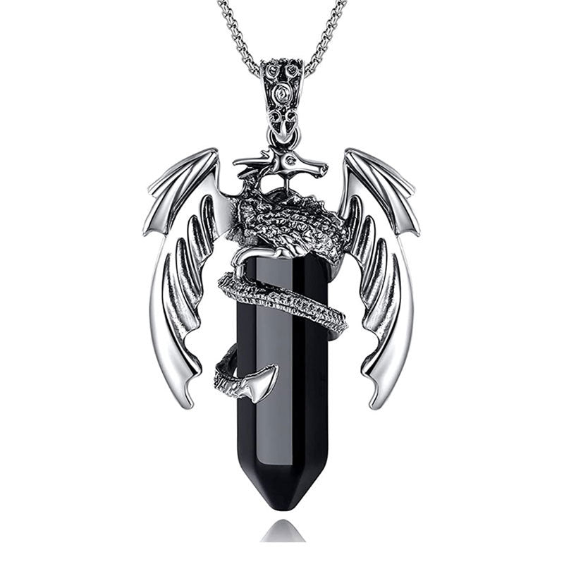 Natural Stone Hexagonal Pendant Necklace for Men