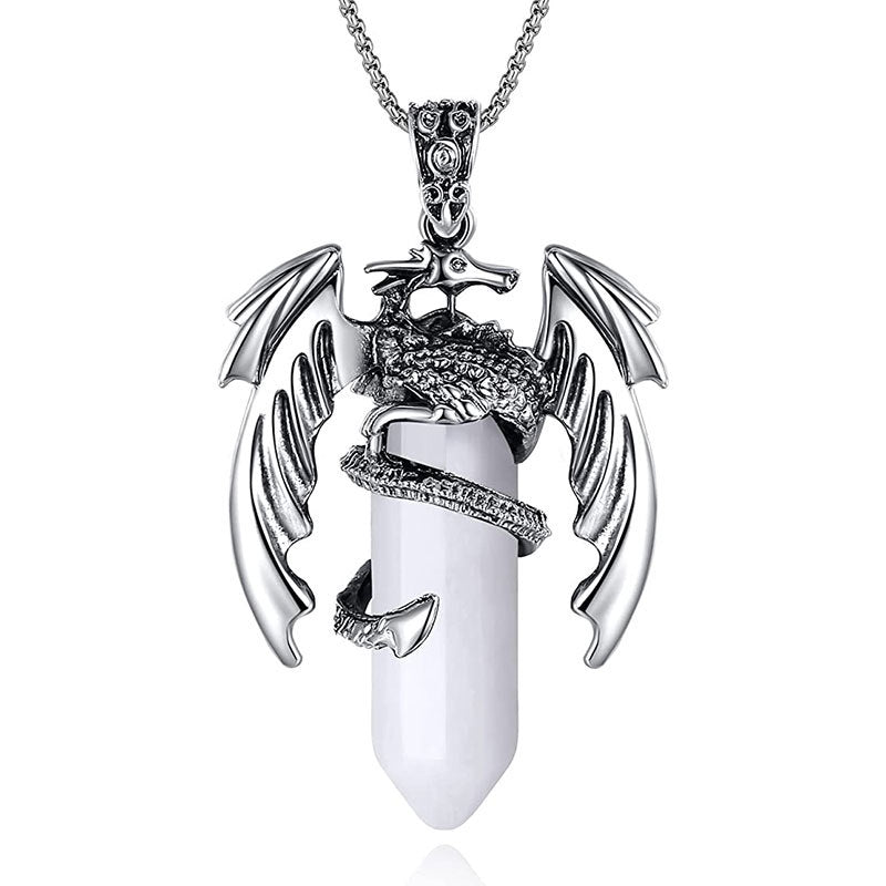 Natural Stone Hexagonal Pendant Necklace for Men