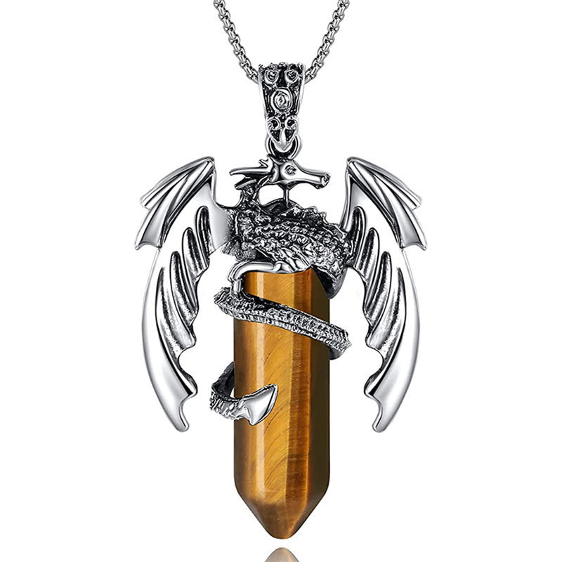 Natural Stone Hexagonal Pendant Necklace for Men