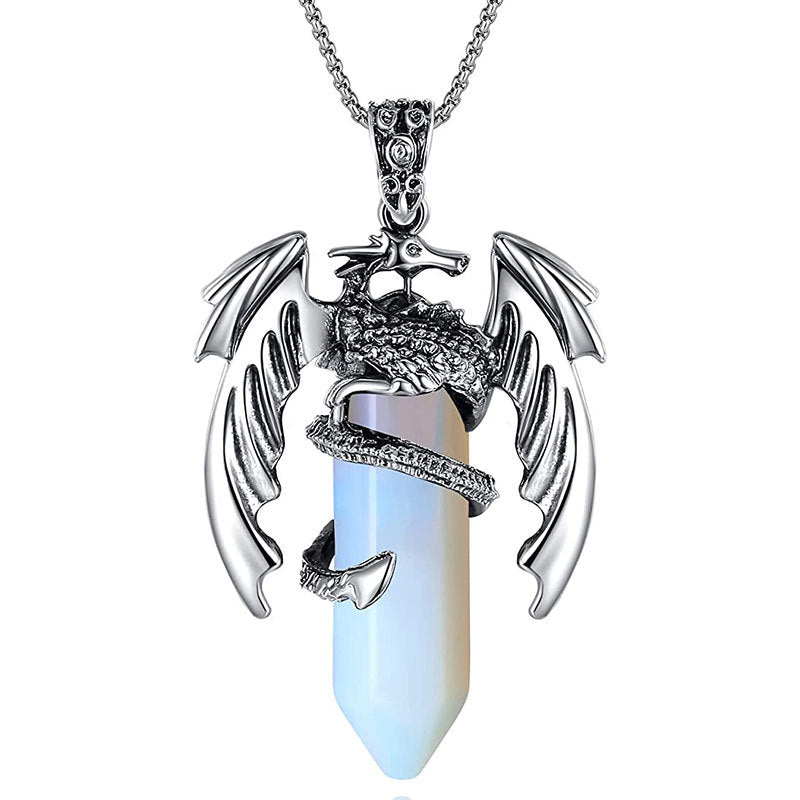 Natural Stone Hexagonal Pendant Necklace for Men