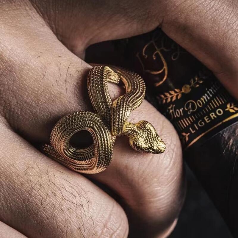 Trendy Snake Ring Adjustable Serpent Design Statement Jewelry