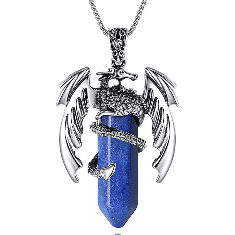 Natural Stone Hexagonal Pendant Necklace for Men