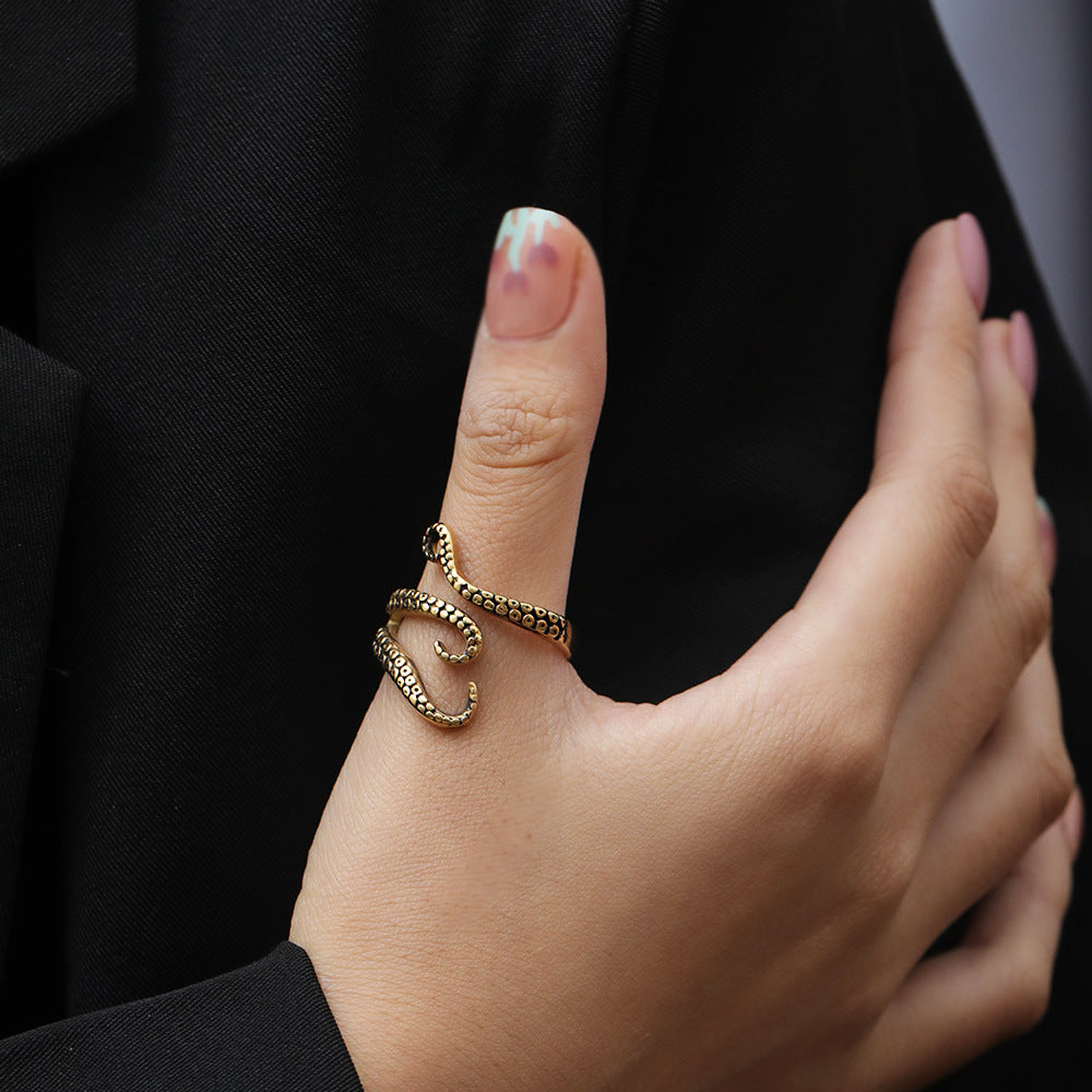 Octopus Tentacle Ring 18K Gold Plated Stainless Steel Adjustable