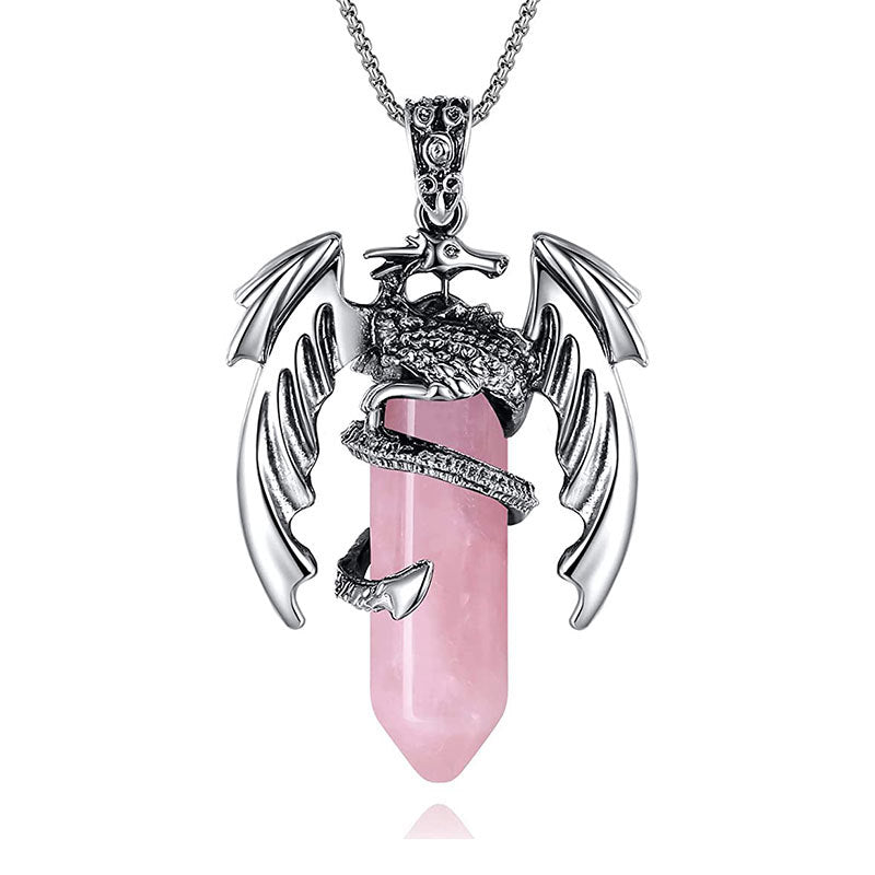 Natural Stone Hexagonal Pendant Necklace for Men