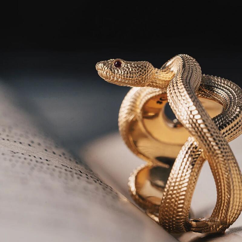 Trendy Snake Ring Adjustable Serpent Design Statement Jewelry